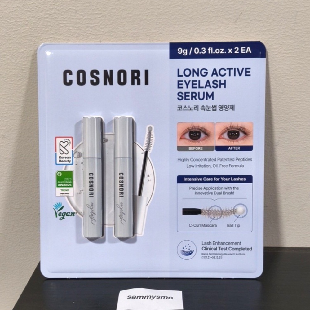 COSNORI Long Active Eyelash Serum, Korean, 0.3 fl oz, 2pk Exp. 2028